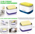 Automatic Soap Dispenser with Sponge Holder for Kitchen, Refillable Soap Container with Drain, Convenient Cleaning Tool. 