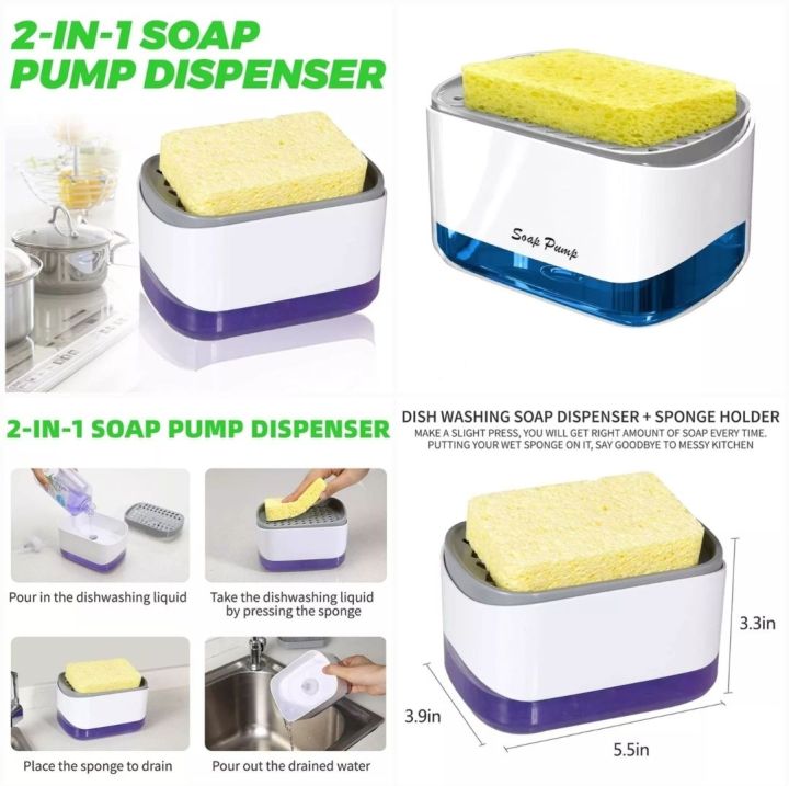Automatic%20Soap%20Dispenser%20with%20Sponge%20Holder%20for%20Kitchen,%20Refillable%20Soap%20Container%20with%20Drain,%20Convenient%20Cleaning%20Tool%20-%20Image%209