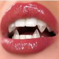 1 Pair Vampire Teeth Fangs Dentures Props Halloween Costume Props False Teeth Solid Glue Denture Adhesive Halloween Party Decor.