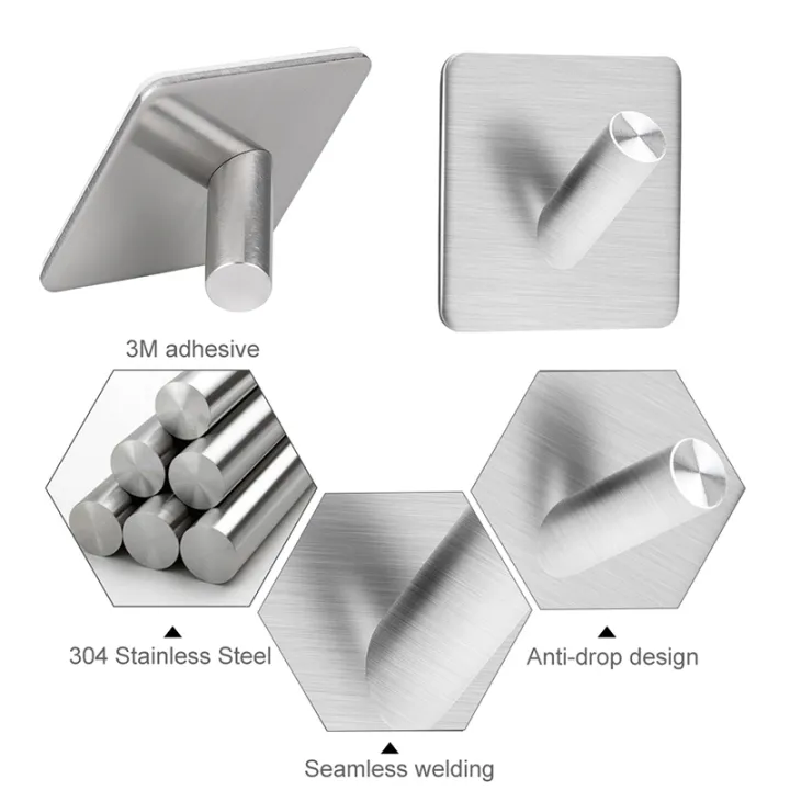 Self%20Adhesive%20Stainless%20Steel%20Hook%20Wall%20Key%20Coat%20Clothes%20Door%20Hanger%20Bag%20Holder%20Bathroom%20Kitchen%20Rustproof%20Towel%20Hooks%20-%20Image%203