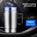 Vehicle Heating Cup Camping Travel Kettle Electric Heating Car Kettle Stainless Steel 12V/24V 300ml Auto Accessories.
