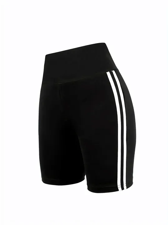 High%20Stretch%20Plus%20Size%20Athletic%20Shorts%20for%20Women%20Sporty%20Knit%20Mid%20Thigh%20Pants%20with%20Side%20Stripes%20Fashionable%20and%20Comfortable%20Pants%20-%20Image%205