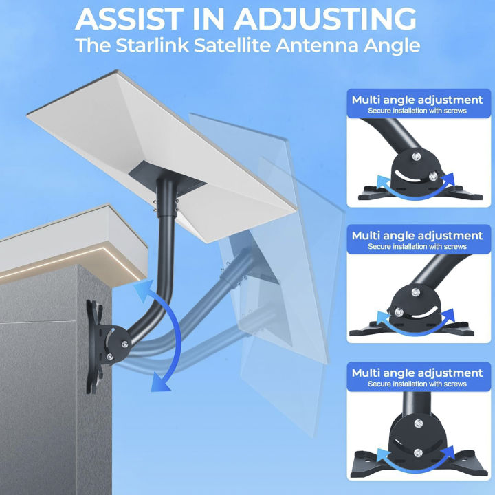 Gen 3 Mount Kit for Starlink, 360° Adjustable Wall /Roof Antenna Mounting Bracket for V3 V4 Starlink Standard Dish
