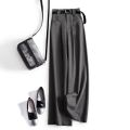 Gray Solid Office Lady High Waist Sashes Loose Straight Women's Pants Ankle-Length Trousers Suit Pants For Women Clothing 2025. 
