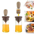 Portable Kitchen Oil Bottle Silicone Brush Control Quantitative With Barbecue Spray Bottle For BBQ Cooking Baking Oil Dispenser. 
