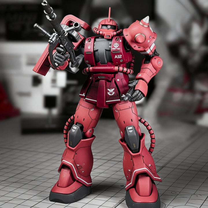 Model Kit Action Figure GTO Char's Zaku HG 1/144 Mech Assembly Model Kit Action Figures Desktop ...