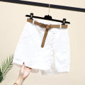 Chic Shorts Women Belt Korean Solid Buttons Side Slit A-line Streetwear Fashion Skirts Chic Harajuku Summer Loose Pants.