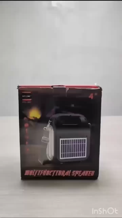 KTS 1837 Rechargeable Bluetooth Speaker with Solar Panel, Extra Bulb, Dual Light, Power Bank, and Memory Card Support – Premium Box Packing