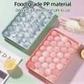 Round Ice Cube Tray with Lid – Easy Release Durable Plastic Ice Maker Mold, Large Capacity Freezer Tray for Home & Kitchen (Multicolour).
