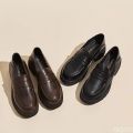 Women's Casual leather Shoes Fashion Thick soled Pumps Solid Color Breathable Loafers Fashion comfort ladies high heels Zapatos. 