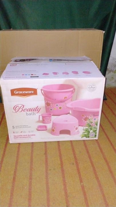 Bath Set 5 piece Pure Plastic | 5p Bath set pure plastic Large size  4 Color available hn