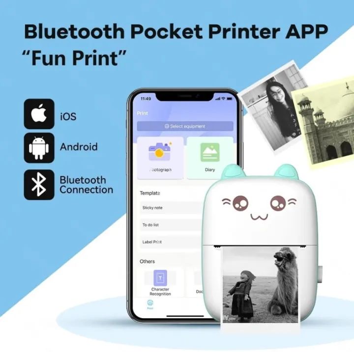 Notes Mini Printer Portable Mini Printer for Instant Photo Printing ...