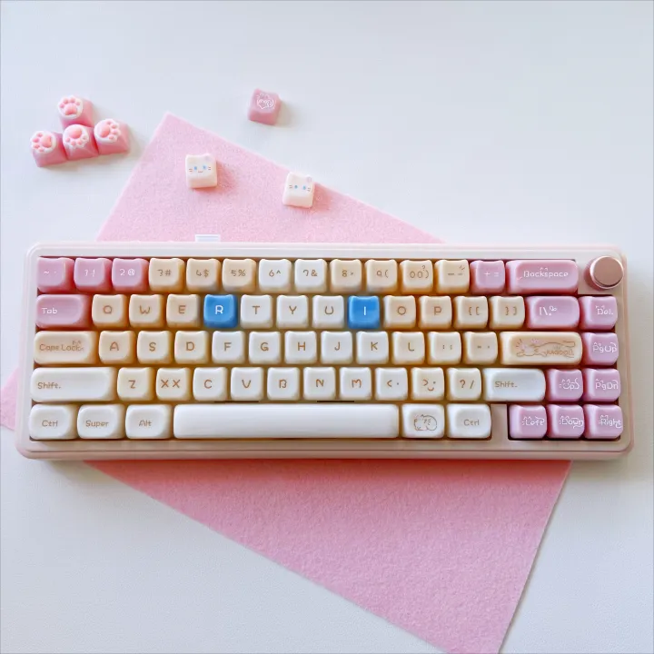 Cute%20Cat%20Ceramic-like%20Texture%20Keycaps%20with%20Cat%20Paw%20Directional%20keys%20PC%20MAO%20Profile%20for%20Mechanical%20Keyboard%2060%2070%2080%2090%20100%20-%20Image%203