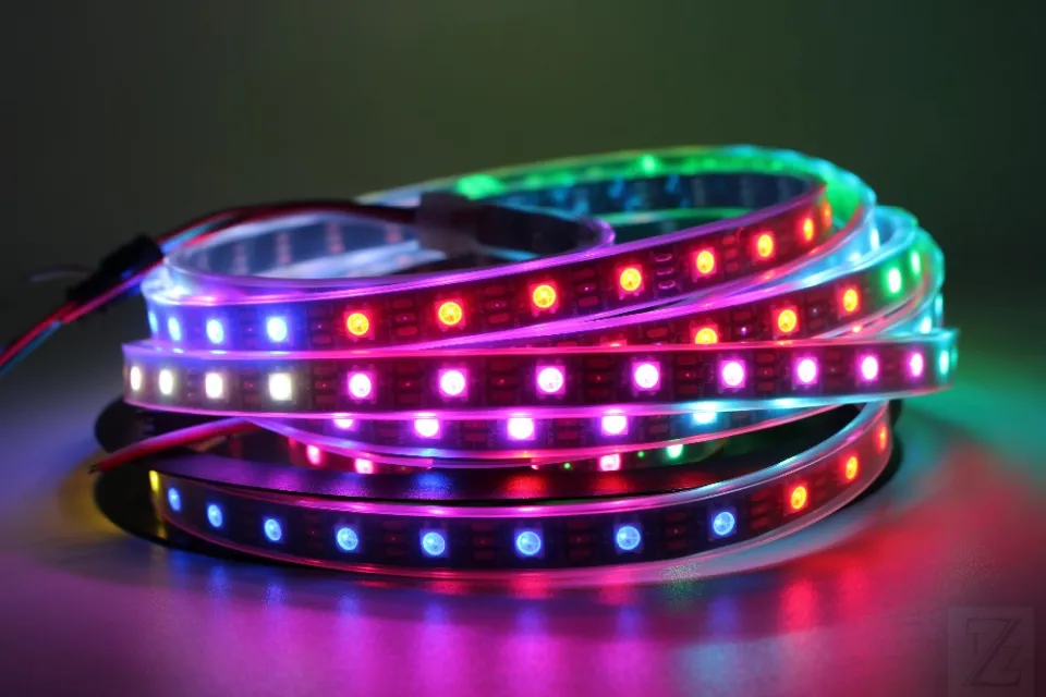 Rongda WS2812B LED-Streifen 5m, 30 LEDs/m, RGB, Individuell Steuerbar, 5V, Nicht Wasserdicht IP20 – Für Dekoration & DIY