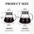Leeseph Coffee Carafe, 350/600ml Coffee Clear Glass Kettle Sharing Pot with Lids, Pour Over Coffee Espresso Maker Accessories. 