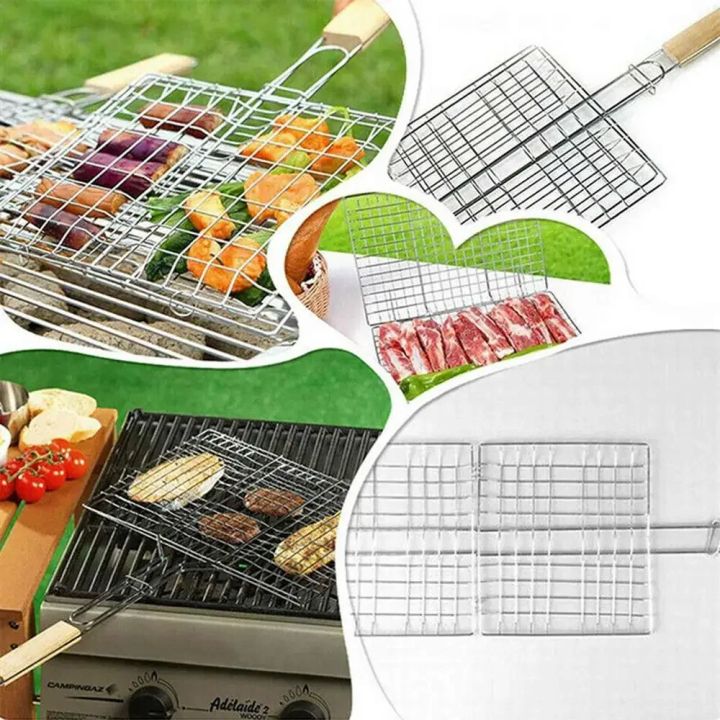 304%20Stainless%20Steel%20Foldable%20BBQ%20Grill%20Basket%20Non-stick%20Wire%20Mesh%20for%20Fish%20Vegetables%20Outdoor%20Camping%20Party%20Travel%20-%20Image%202