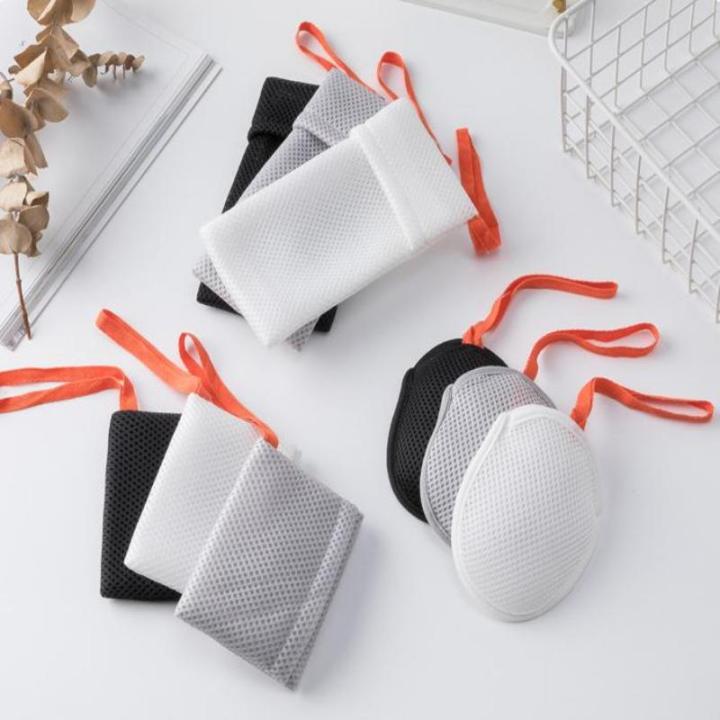 Bath Cleansing Foaming Net Double-Sided Square/Oval Soap Bag Body Exfoliating Scrubber Sponges Bathroom Mesh Soap Pocket