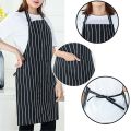 Chef Apron Men Halter Neck Navy White Striped Apron Women Kitchen Cooking Catering Stain Resistant Clothes Accessories. 