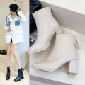 Winter Square Toe Elegant Banquet Women's Shoes Fashionable Square Heel Comfortable Short Boots High Heel Warm Knight Boots. 