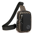 Casual Business Shoulder Bag for Men PU Leather Messenger Bag Wide Strap Crossbody Bags Plaid Designer Male Sling Bags.