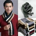 Cashmere Men Striped Scarf Fashion Thick Tassel Stole Neck Wrap Neck Warm Soft Winter Long Shawl.