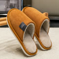 Household Indoor Men's Slippers Autumn and Winter Home Floor for Guests Lightweight Quiet Non-slip Suede Fabric Couple's Shoes. 