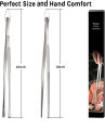 LMETJMA 2Pcs Kitchen Tweezers Heavy Duty Stainless Steel Food Tongs Chef Cooking Tweezers For BBQ Grilling Cooking JT349. 