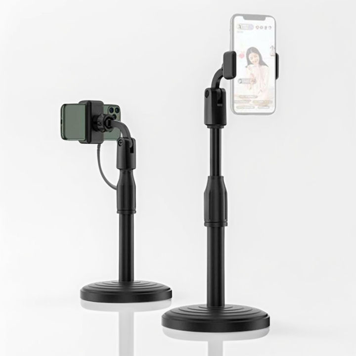Adjustable Mobile Phone Stand with Microphone Holder for Table Desk Bed Black