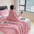 Solid Color Fluffy Blankets Thickened Wide Striped Blanket Soft Warm Sofa Bed Sheet Cover Chunky Nap Blanket Home Bedroom Decor. 