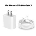 1-2Set 20W US USB C Port Quick Charger For iPhone 16 15 Pro Max Plus 3.3Ft USB C to Type C Charging Cable.
