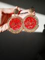 Resin jhumka earrings, customization available in colors and names. 