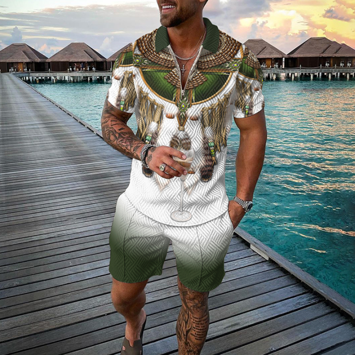 Zipper%20Polo%20Shirt%20Suit%20Shorts%202%20Pcs%20Set%20Holiday%20Summer%20New%20Men%203D%20Printed%20Beach%20Style%20Streetwear%20Casual%20Clothing%20Oversize%20-%20Image%205