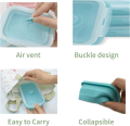 4 Pack Silicon Lunch Box Flat Stacks Collapsible Food Storage Containers With Lids Leftover Meal Box For Kitchen BPA Free. 