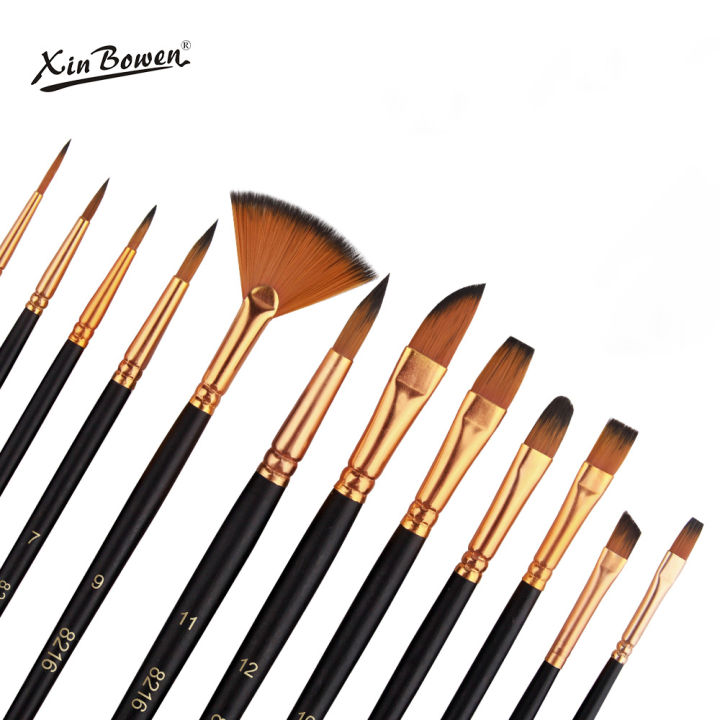 12%20PCS%20Nylon%20Bristle%20Brushes%20Set%20for%20Artists%20And%20Amateurs%20-%20Flat%20Brushes%20for%20Watercolor%20Oil%20Paint%20Acrylic%20Painting%20-%20Image%203