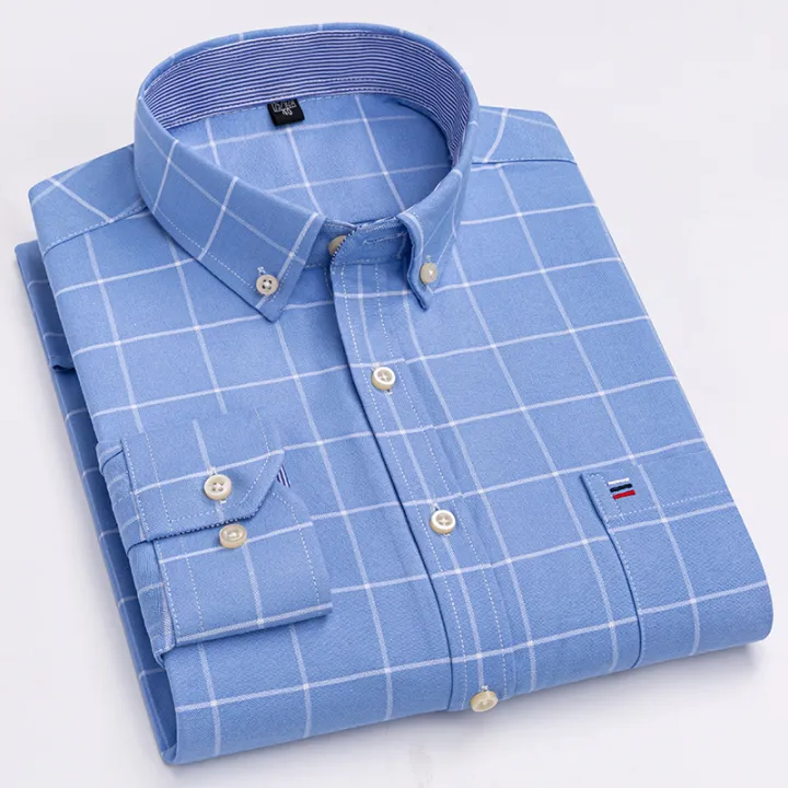 100%25%20Cotton%20Oxford%20Men's%20Shirts%20Long%20Sleeves%20Plaid%20Soft%20Regular%20Fit%20Formal%20Dress%20Shirt%20Pocket%20Social%20Blouse%20Male%20Clothes%20S-7XL%20-%20Image%204