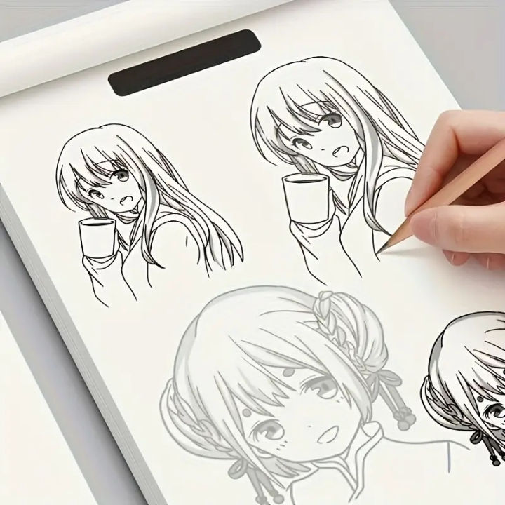 1pc Anime Character Line Art Drawing Book for Beginners - 48 Pages of Simple Hand-Drawn Outlines for Tracing & Practice Painting