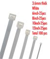 High Quality Cable Tie Pack / 100pcs / Black/ White /  6 to 12 inches 3.6mm. 
