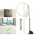 Cat Toys Cat Teaser Stick With Bell Extended Rod Suction Cup Self High And Durable Bite Teaser Tool Replaceable Feather Head. 