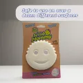 Free dual-sided scrubber + sponge (Scrub Daddy®) White smile face sponge. 