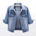 Women Denim Jacket Spring Autumn Short Coat Pink Jean Jackets Casual Tops Purple Yellow Purple Blue Loose Tops Lady Outerwear. 