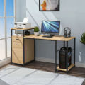 Industrial Style Computer Table Desk with Metal and Engineered Wood – Rustic Modern Desk for Home or Office. 