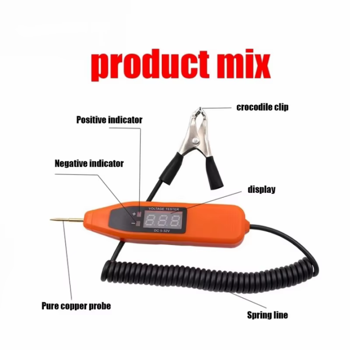 NEW Automotive Circuit Voltage Tester Pen Positive and Negative Pole Detection Probe Spring Wire Car Electrical Circuit Test