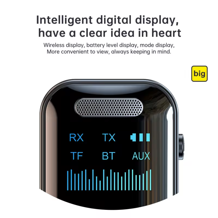 Bluetooth%205.4%20Receiver%20Transmitter%203.5mm%20AUX%20Audio%20Receiver%20Support%20TF%20Card%20Wireless%20Audio%20Adapter%20With%20Mic%20LED%20Digital%20Display%20-%20Image%205