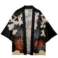 Japanese Cat Kimono Haori Cardigan Sakura Pattern Ukiyo-e Style Open Front Streetwear Harajuku Coat For Cosplay Party Tops.
