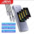Laptop JEYI Visual Smart M.2 NVMe /SATA SSD Enclosure, USB 3.2 Gen 2 10Gbps, External M2 Adapter Case Support M-Key B +M Key UASP Trim. 