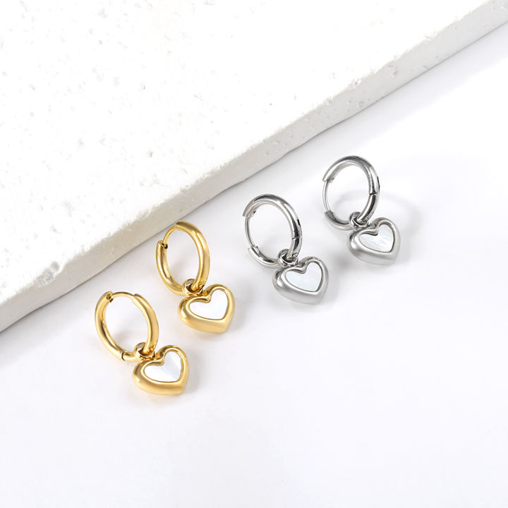 LUXUSTEEL%20Stainless%20Steel%20Geometric%20White%20Shell%20Hoop%20Earrings%20For%20Women%20Heart%20Round%20Square%20Shape%20Bee%20Moon%20Crown%20Daily%20Jewelry%20-%20Image%202