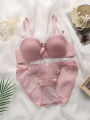 Premium Quality Women's Lace pushup wired Bra Panty Set.