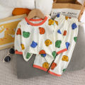 Cute Bear Print Baby Clothing Set Children Long Sleeve+ Pants Two Pieces Suit Kids Cotton Pullover Top Tee Girl Boy Casual.