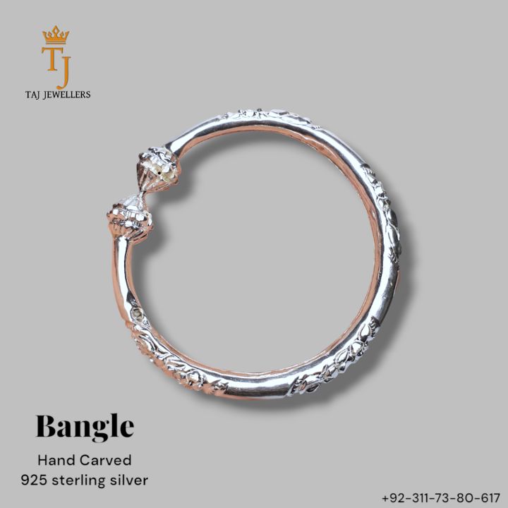 925 sterling silver (Chandi) Kara, Hand Bangle for men and women engraved by Hajvery Gems Weight-15gram-for this product half payment must be advanced