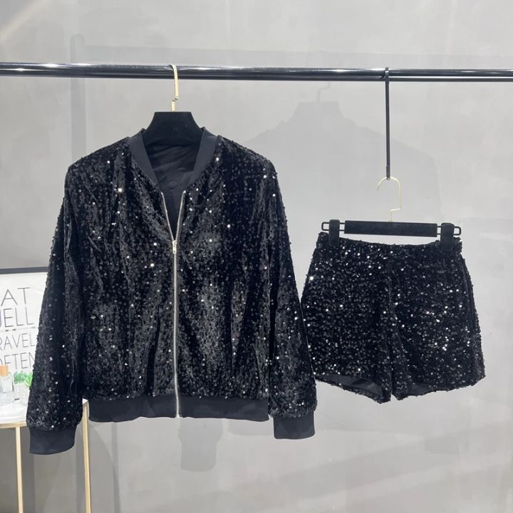 Premium%20Sequined%20Coat%20Women's%20Suit%20Jacket%20Zipper%20Top%20Baseball%20Uniform%20Casual%20Versatile%20and%20Thin%20Two-piece%20Women's%20Fashion%20-%20Image%206